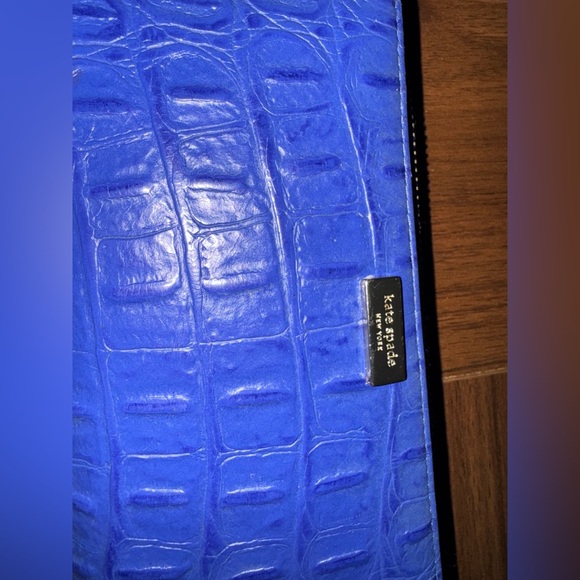Kate Spade Cobalt Blue Rialto Place Neda Croc Leather Wallet - Picture 2 of 5